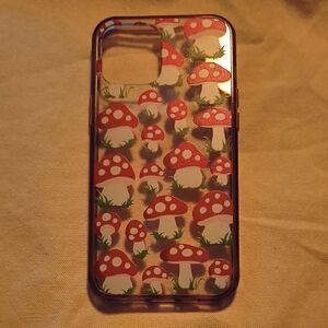 Mushroom Pattern Phone Case - Red and Clear